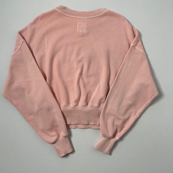 Aerie Cropped Pullover Sweatshirt Women's Pink Crew Neck Ribbed Casual Small - Picture 4 of 8